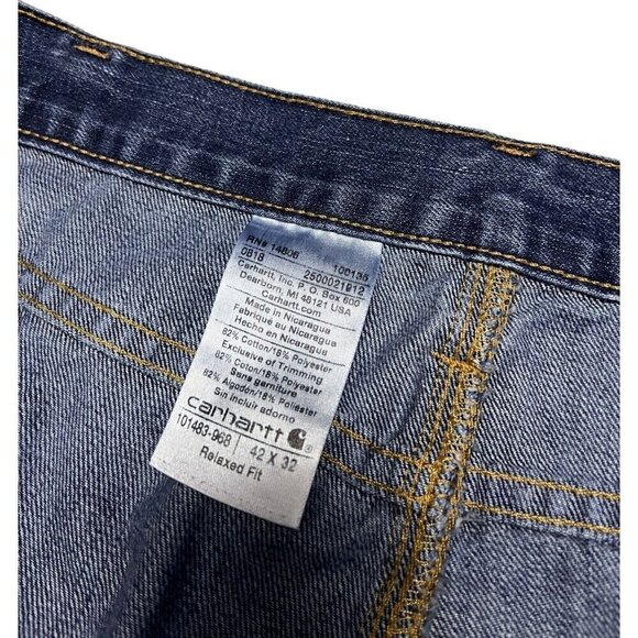 Carhartt Relaxed Fit Blue Cargo Carpenter Designer Work Jeans 42x32 - Picture 4 of 6